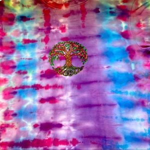 Tie dyed and hand painted T-shirt size XL. “Tree of Life.”